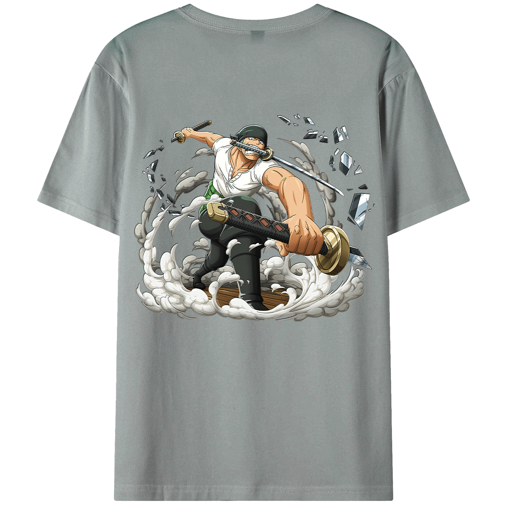 ワンピース ロロノア・ゾロ ONE PIECE Roronoa Zoro 綿100％ メンズ半袖Tシャツ（バックプリント） 通気性